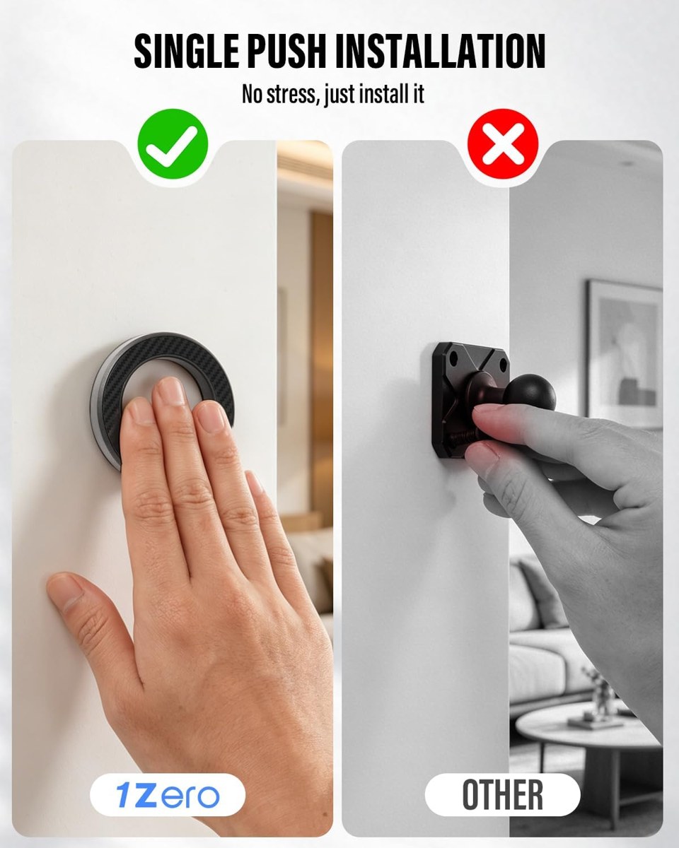 1Zero Magnetic Wall Mount for MagSafe, Adhesive: Peel-and-stick, no drilling